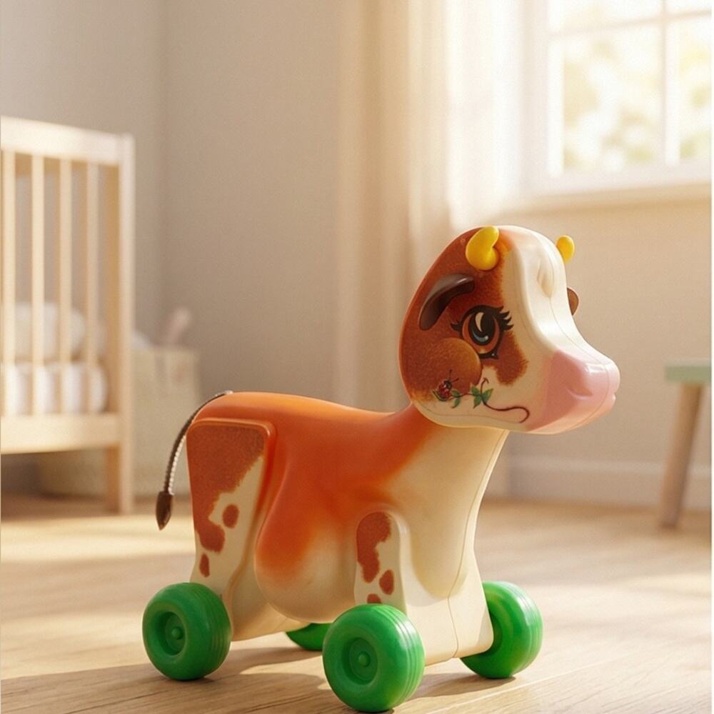 Fisher-Price Molly Moo Cow Pull Toy. Rope is gone.  Has normal wear, very clean.